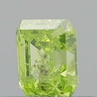 0.45 Carat Emerald Step Cut Fancy Intense Greenish Yellow I2