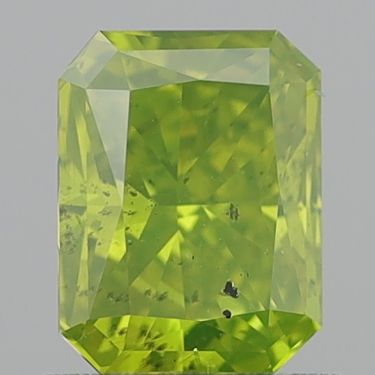 1.31 Carat Rectangular Modified Brilliant Fancy Intense Greenish Yellow SI2