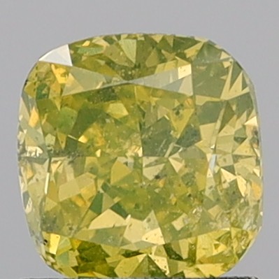 1.41 Carat Cushion Modified Brilliant Fancy Greenish Yellow I1
