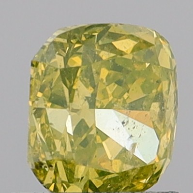 1.41 Carat Cushion Modified Brilliant Fancy Greenish Yellow I1