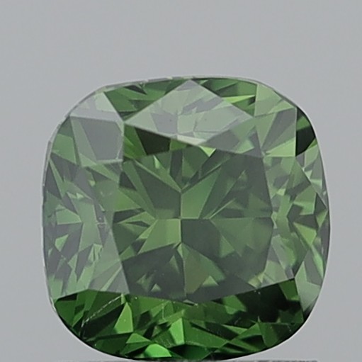 1.50 Carat Cushion Modified Brilliant Fancy Deep Yellowish Green SI2