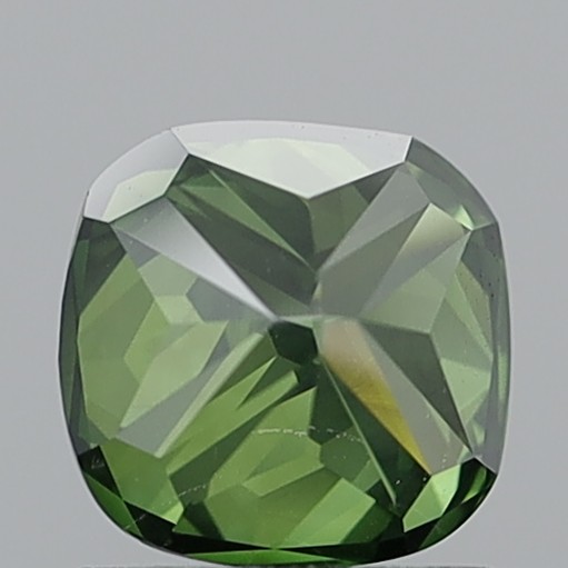 1.50 Carat Cushion Modified Brilliant Fancy Deep Yellowish Green SI2