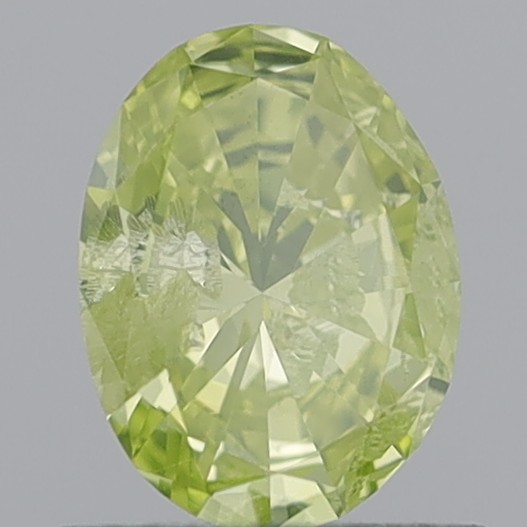 0.76 Carat Oval Brilliant Fancy Greenish Yellow I1