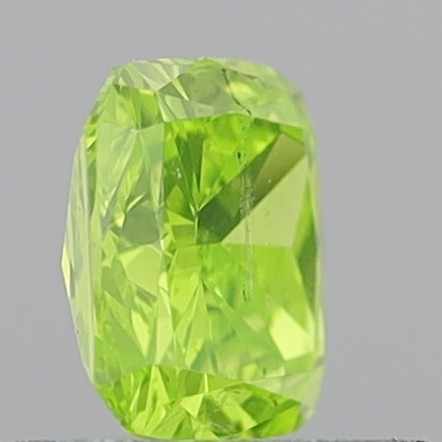 0.68 Carat Cushion Modified Brilliant Fancy Vivid Yellowish Green SI1