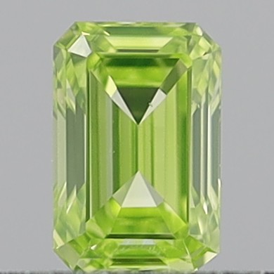0.34 Carat Emerald Step Cut Natural Fancy Intense Greenish Yellow VS2