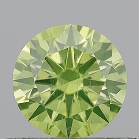 0.54 Carat Round Brilliant Natural Fancy Intense Greenish Yellow VS1